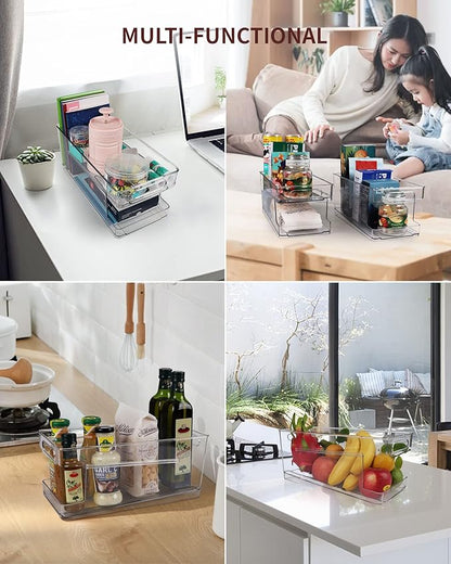 2 Pack Rolling Soda Can Dispenser for Refrigerator with 1 Pack Ice Ball Maker, Pantry Organization and Storage 2-Layer Beverage Holder for Fridge, Clear