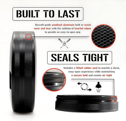 Metal Can | Metal Container for Pouches | Aluminum Used Pouch Storage Tin | Airtight O-Ring Moisture Odor Proof EDC Pocket Tin | Defiance Edition (Black)
