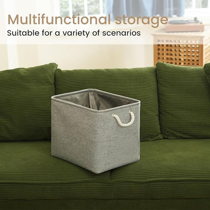 Large Storage Baskets- 16x12x12 inch Storage Bins for Shelves and Closet Organizing, Foldable Fabric Bin for Home Organization Clothes and Laundry (3-Pack, Gray)