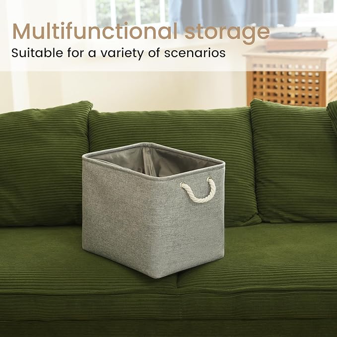 Large Storage Baskets- 16x12x12 inch Storage Bins for Shelves and Closet Organizing, Foldable Fabric Bin for Home Organization Clothes and Laundry (1-Pack, Gray)