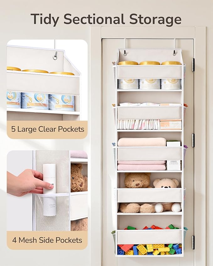 ULG 2 Pack 5-tier Over the Door Organizer Beige