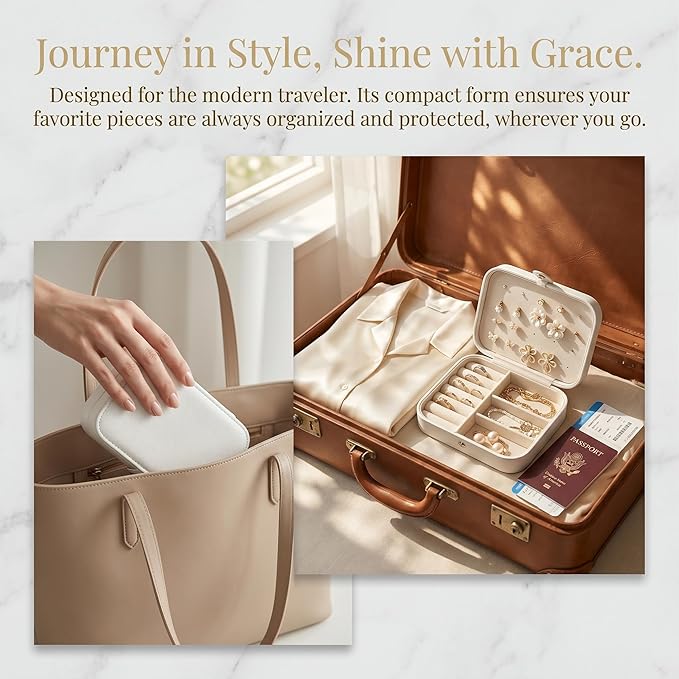 White Large-Capacity Mini Jewelry Box - Hard-Shell Small Jewelry Organizer with Spacious Compartment, Desktop Tiny Jewelry Storage for Earrings Bracelets