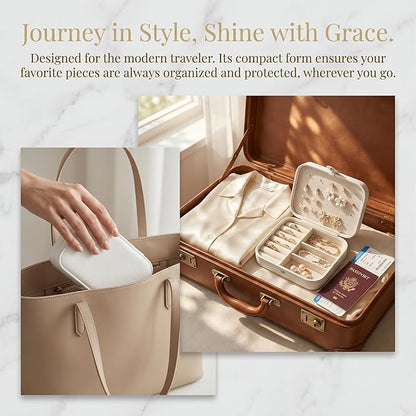 White Large-Capacity Mini Jewelry Box - Hard-Shell Small Jewelry Organizer with Spacious Compartment, Desktop Tiny Jewelry Storage for Earrings Bracelets