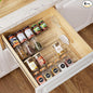 4-Pack Adjustable Spice Rack Organizer for Drawer, Expandable Seasoning Storage (13" to 26") with Anti-Slip Mat, Acrylic Tiered Spice Tray for Condiment, Nail Polish and Jar Organization