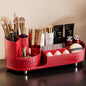 Rotating Makeup Organizer for Vanity with Brush Holder, Cosmetic Makeup Storage Organizer, Large Spinning Makeup Skincare Organizer, Countertop Makeup Perfume Organizer, Lotions Display Case Red