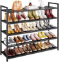 5-Tier Shoe Rack, Large Capacity Metal Free Standing Shoes Rack, Sturdy and Durable Shoe Organizer, Shoe Shelf for Closet, Entryway, Bedroom, for 28-30 Pairs, 42.1" W x 9.8" D x 35.4" H, Black