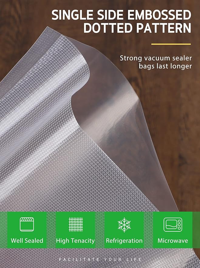 Syntus Vacuum Sealer Bags for Food, 6 Rolls 11" x 16' Commercial Grade Bag Rolls, BPA Free Food Vac Bags for Storage, Meal Prep or Sous Vide