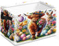 Highland Cow Easter Rabbit Chicken Storage Basket Large Foldable Storage Bin Cube Collapsible Organizer for Pantry Bedroom Decor