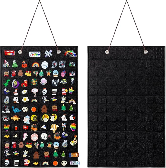 Collector Pin Board,Pin Collections Storage Holder,Enamel Pin Hanging Display Board,Pin Board For Pins Collection,Pin Holder Display For Wall,Enamel Pin Organizer Display Case(96 Slots,Black)