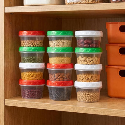 EONJOE 8 oz Small Freezer Containers with Lids Stackable Plastic Food Storage Container 1 Cup Meal Prep Bowls Airtight Dishwasher Safe,12-pack