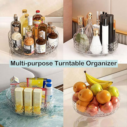 Non Skid Lazy Susan Turntable, 1 Tier Non Skid Spice Rack Turntable, 9 Inch Spinning Organizer, 360 Degree Rotating Seasoning Organizer for Kitchen, Pantry Cabinet Refrigerator, Clear