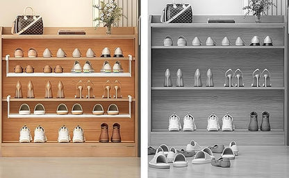 Expandable Shoe Rack, Retractable Shoe Rack, Adjustable Under Cabinet Shoe Organizer for Closet - White (1white)