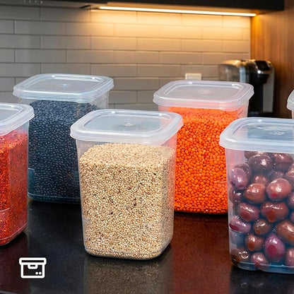 10 Pack 39 oz Airtight Food Storage Containers with Attached Hinged Lids – Stackable BPA Free Plastic Pantry Storage Containers for Flour, Sugar & Cereal – Clear Kitchen Containers