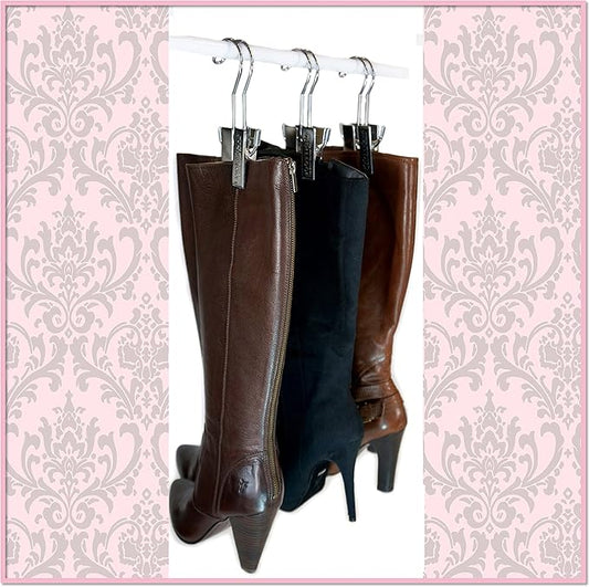 Boottique Boot Organizer: The Boot Rack Fits in Most Closets- Hangs, Holds, Shapes, & Protects Every Size and Style of Boots (6 Boot Hangers) (3 Silver Hangers Add-on)