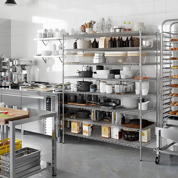 24" Deep x 60" Wide x 74" Height Wire Shelving Kit | 8-Tier | NSF Commercial Storage Rack Unit