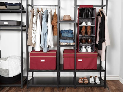 Covermates Keepsakes Hanging Closet Organizer – Heavy Duty Vertical Wardrobe Storage Shelves for Sweaters, Handbags, and Shoes – Acid-Free Interior Lining, Scarlett Red