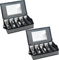 2 Pack Flatware Utensil Storage - Sturdy Silverware Storage Box with Dividers, 5 Compartment Flatware Storage Case with Handles and Removable Lid for Moving&Protected(Dark Gray)