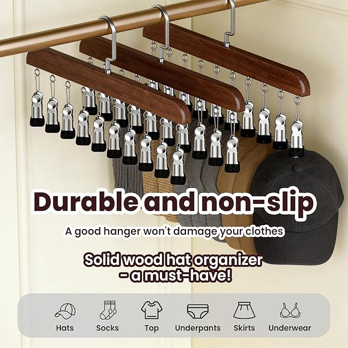 Closet Organizer with 10 Clips, Space Saving Hanging Closet Organizer, Space-Saving Closet Organizers and Storage with Sturdy Steel Non-Slip Clips (1, Vintage)