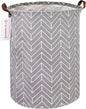 QUEENLALA Large Storage Basket,Laundry Hamper/Bathroom/Home Decor/Collapsible Round Storage Bin,Boys and Girls Hamper/Boxes/Clothing(Grey Wheat)