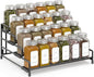 RUILALIFE 4-Tier-Spice-Rack-Organizer-for-Cabinet, Adjustable Depth Spice Holder Shelf For Countertop Pantry Cupboard, Metal Tiered Seasoning Organizer,Display Shelf Riser (Black-1 Pack)