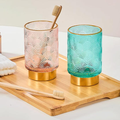 Makeup Brush Holder Organizer,Toothbrush Holders,Desk Pen Pencil Holder,Multifunctional Vintage Glass Brush Cup（A41-10-US）