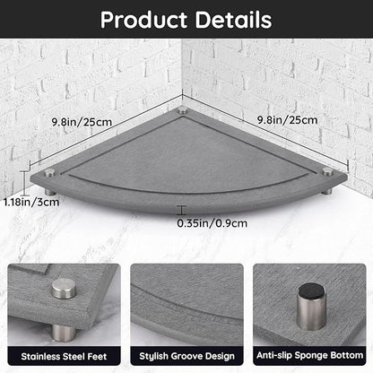 Segbeauty Water Absorbing Stone Drying Tray, 9.85in Quick Dry Diatomaceous Earth Corner Countertop Organizer, Corner Sink Shelf Tray for Bathroom Counter, Fast Drying Stone for Kitchen Counter