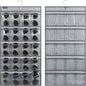 Dual Sided Hanging Sunglasses Organizer Storage Wall Mounted Eyeglasses Holder Eyewear Display Case with 40 Clear Slots (40 Pockets-Grey)