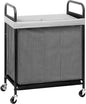 STORAGE MANIAC Rolling Laundry Hamper with Wheels 2-Section Laundry Sorter Rolling Laundrys Basket on Wheels with Removable Bag Clothes Hamper Laundrys Organizer Cart Bathroom Bedroom 100L Grey