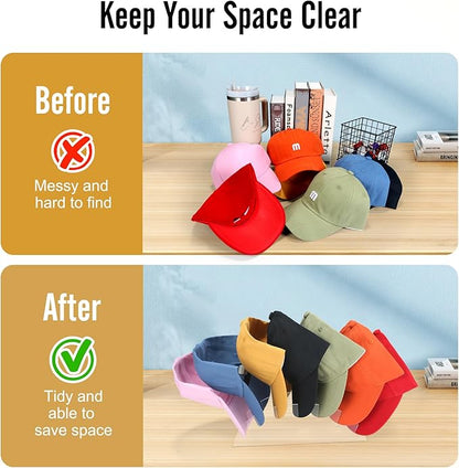 Hat Stand for Baseball Caps Display and Organizer, 2Pack Acrylic Hat Organizer for Closet, Hat Racks Storage for Bedroom, Dresser (Curved), clear