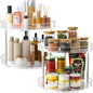 2 Pack 2 Tier Lazy Susan Turntable Organizer, Clear Rotating Lazy Susan, Spice Rack for Cabinet, Makeup and Perfume Organizer for Vanity, Counter Organizer Tray for Kitchen, Bathroom