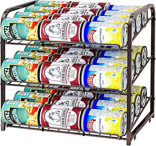 3 Tier Stackable Can Rack Organizer,for food storage,kitchen cabinets or countertops,Storage for 36 cans,Bronze