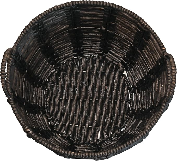 happimess BSK1003C Laurel 19.49" Bohemian Handwoven Abaca Hamper Basket with Handles, Seagrass Container for Decoration in Bedroom, Living Room, Laundry Room, Entryway, Natural, Black