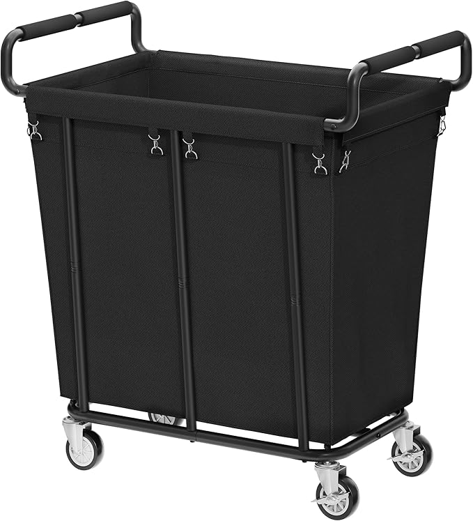 Laundry Hamper with Wheels, 250L Rolling Medium Laundry Basket for Clothes Storage, Heavy Duty Rolling Laundry Cart with Handle, Steel Frame, Waterproof Liner, 66 Gallons