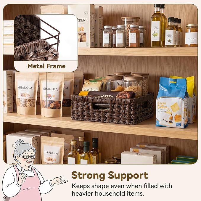 GRANNY SAYS Wicker Basket for Organizing, Wicker Storage Baskets for Shelves, Woven Baskets for Pantry Storage, Decorative Basket, Brown, 1Pack