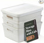 BINO | Plastic Storage Bins with Lids, 13 Liter - 3 Pack, White | THE BRAIDED COLLECTION | Plastic Bins for Organization Woven Storage Baskets for Organizing Pantry Shelf Organizer Basket Bin