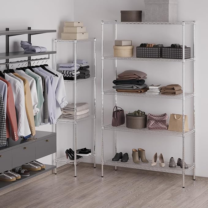 18" Deep x 48" Wide x 86" Height Wire Shelving Kit | 5-Tier | NSF Commercial Storage Rack Unit