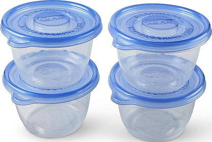 Glad GladWare To Go Lunch Food Storage Containers with Lids, Medium Round No BPA Plastic with Built-In Dressing Cup for Salads and Lunches, Microwave Dishwasher Safe, 32 Oz, 4 Count - 6 Pack