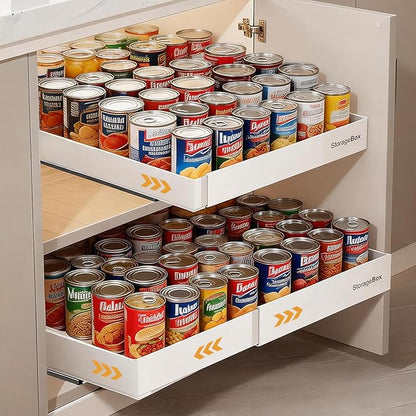 Adjustable Can Organizer for Pantry, Pull-Out Pantry Organizers and Storage, Soda Can Organizer - Great for Pantry, Kitchen Cabinet & Countertop (16.5" L x 12.2" W x 2.8" H (Adjustable Width))