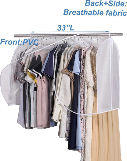 SLEEPING LAMB Extra Large Hanging Garment Rack Cover Storage with Clear PVC Window Dust Shoulder Cover Clothes Dress Suits Coat Protectors for Closet, 2 Packs, White