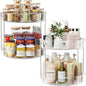 LAMU 2 Pack 2 Tier Lazy Susan Turntable Organizer 12inch Rotating Spice Rack Organization for Cabinet, Kitchen, Pantry, Countertop, Bathroom, Vanity, Medicine Cabinet Organizer, Clear