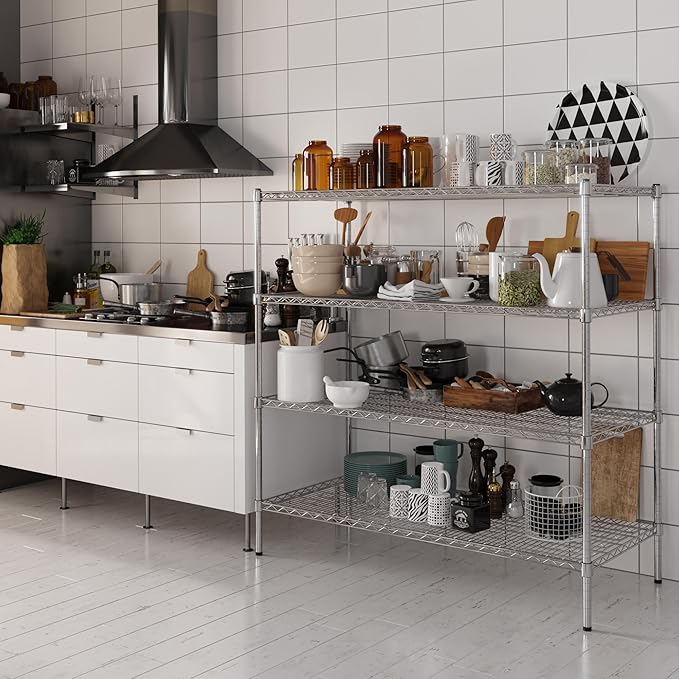 24" Deep x 54" Wide x 54" Height Wire Shelving Kit | 4-Tier | NSF Commercial Storage Rack Unit
