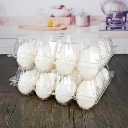 Egg Cartons 40 Packs, Clear Eco-friendly Plastic Blank Egg Cartons with Free Labels, Holds up to 12 Duck Eggs Securely, Perfect for Family Pasture Farm Markets Display - Large