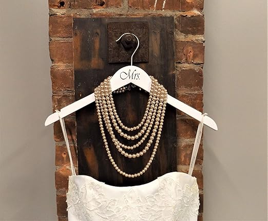 NAHANCO MRMRS20117WH Bridal Hanger Set, White Wood Hangers with Black Imprint (Mr. and Mrs.), 17” (2 Piece Set)