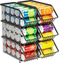 Stackable Soda Can Organizer Rack, Stacking Can Dispensers Refrigerator Organizer Bins Pop Soda Dispenser Canned For Fridge, Freezer, Kitchen, Cabinets (Black, 6)