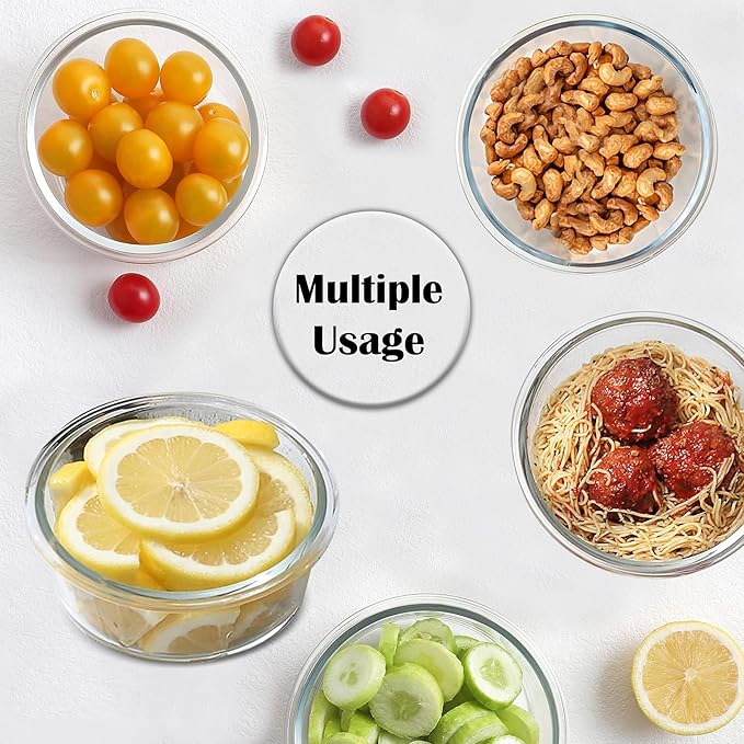 ARSUK 8oz Glass Food Storage Containers with Airtight BPA-Free Lids 6 Pack, 1 Cup Small Glass Freezer Containers for Sauce, Sides, Meal Prep - Reusable & Dishwasher Microwave Fridge Freezer Safe