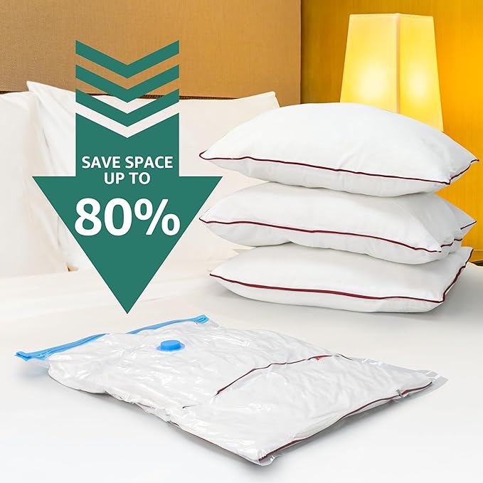 HealSmart Vacuum Storage Bags - 30 Pack Space Saver, Vacuum Sealed for Clothes, Comforters, Blankets, Pillows - Hand Pump Included (5 Jumbo/5 L/5 M/5 S/5 Roll M/5 Roll S)