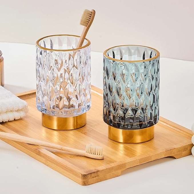 Makeup Brush Holder Organizer,Toothbrush Holders,Desk Pen Pencil Holder,Multifunctional Vintage Glass Brush Cup（A39-7-US）
