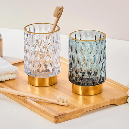 Makeup Brush Holder Organizer,Toothbrush Holders,Desk Pen Pencil Holder,Multifunctional Vintage Glass Brush Cup（A39-7-US）