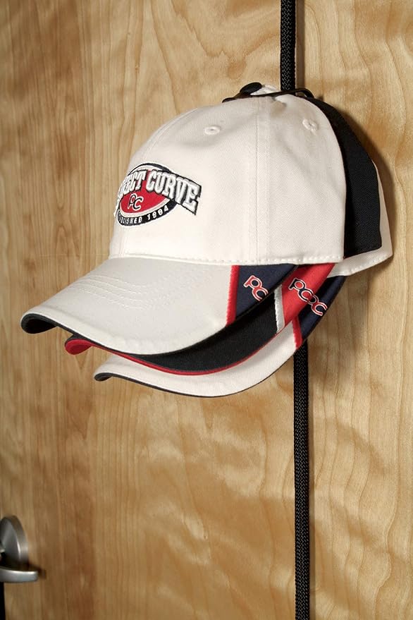 Perfect Curve Cap Rack System 36 – Baseball Cap Organizer (12 clips hold up to 36 caps,Black)