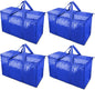 TICONN 4 Pack Extra Large Moving Bags Heavy Duty with Zippers & Carrying Handles, Durable Storage Bags Moving Boxes for Closet Organizers and Storage (4 Pack, Blue)